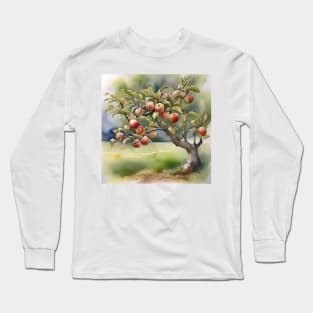 Apple Tree Day - January 6 - Watercolor & Pen Long Sleeve T-Shirt